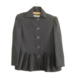 Stella McCartney Black Pleated Peplum Button Jacket Size 8